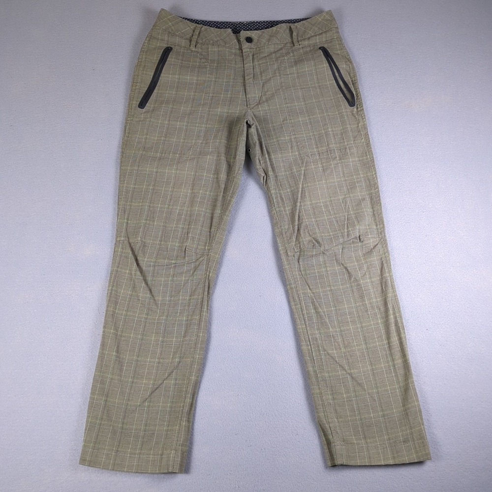 Lululemon Commute Commission Pants Mens 34 (30x26) Brown Glen Plaid Chino Golf